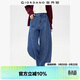 佐丹奴窄款彎刀牛仔褲女春季新款純棉中腰原色牛仔香蕉褲13415157