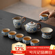 兮元記青花汝窯茶具套裝整套家用高檔泡茶壺茶杯茶盤(pán)退休禮物節日伴手禮 繁花米黃汝窯9頭大西施壺禮盒裝 實(shí)用生日新婚喬遷之喜搬家禮物