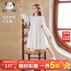 饞嘴狗（CHANZUIGOU）童裝女童法式公主絲絨連衣裙2026春季新款洋氣兒童優(yōu)雅裙子 白色 170 cm