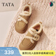 他她（TATA）雪地靴冬季新款時(shí)尚加絨休閑鞋毛毛單鞋棉鞋子YPF01DM5 黃棕（仿毛里） 36