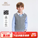 英氏（YEEHOO）兒童毛衣男童針織衫春冬季保暖背心馬甲含羊毛中大童裝打底衫學(xué)院 定格春日-灰色 【含羊毛】 110
