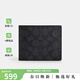 蔻馳（COACH）【品牌直供】coach男士奧萊經(jīng)典老花短款折疊錢(qián)包送男友禮物 CW380CQBK黑色