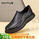 蜘蛛王男士休閑皮鞋2026春季新款真皮頭層牛皮輕便一腳蹬男鞋軟底豆豆鞋 黑色 41