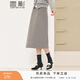 香影灰色波點(diǎn)半身裙女2025冬季新款miu系a字半身裙開(kāi)叉過(guò)膝中長(cháng)裙 灰色 S