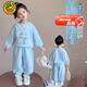 G.duck小黃鴨愛(ài)莎公主衣服女童套裝春秋2026新款兒童艾莎冰雪奇緣兩件套 藍 120 cm
