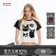 BJHG不寵系列不計后果短款動(dòng)物t恤 短袖女款夏季潮牌情侶插肩輕彈上衣 黑白 L