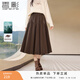 香影咖啡色半身裙女2025冬季新款拼接高腰復古美拉德風(fēng)中長(cháng)款裙子 咖啡 L