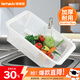 特美居收納筐洗菜籃瀝水籃塑料周轉筐大號方篩水果蔬菜筐籃子長(cháng)方形漏框