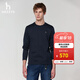 哈吉斯（HAZZYS）男裝 春季上衣純棉休閑長(cháng)袖T恤男ABTZE0CAF04 深藏青色DN L （175/96A 48）