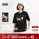 森馬（Semir）短袖t恤女中長(cháng)款萌寵花上衣25夏透氣吸濕寬松套頭衫109325100005