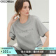 COCOBELLA立體字母刺繡短袖T恤女氣質(zhì)灰色圓領(lǐng)休閑純棉上衣TS900 灰色 M