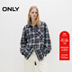 ONLY2025夏季新款松弛寬松翻領(lǐng)撞色格紋落肩長(cháng)袖襯衫女|125305024 H31 艾琳格紋 M