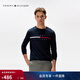 Tommy Hilfiger26春夏新款男裝純棉拼色織帶字母刺繡亞洲版合身打底長(cháng)袖T恤 藏青色FAP M