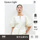 乙來(lái)（EASTERN LIGHT）【明星同款】新品連衣裙套裝2025法式黑白色泡泡袖半身夏季女裙 短袖小衫-香檳黃 M