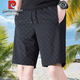 皮爾卡丹高檔冰絲短褲男士夏季薄款外穿速干短褲運動(dòng)寬松沙灘五分休閑中褲 1171黑色 L 建議100-120斤