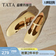他她（TATA）女鞋瑪麗珍秋款復古平跟單鞋時(shí)尚羊皮一字扣帶鞋7H007CQ5 黃色 37