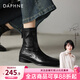DAPHNE達芙妮方頭短靴女2025秋新款英倫風(fēng)切爾西靴短筒低跟瘦瘦靴馬丁靴 黑色單里 38
