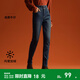 森馬（Semir）森柔牛仔|牛仔褲女修身加絨長(cháng)褲2024新款冬季保暖小腳褲顯瘦 牛仔深黃泥染80332 25