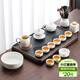 尚言坊羊脂玉白瓷功夫茶具整套帶茶盤(pán)高檔家用千里江山茶杯泡茶器全套裝