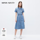 MISS SIXTY牛仔連衣裙女純棉短袖襯衫裙復古優(yōu)雅通勤 藍色 XS