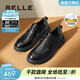 百麗（Belle）褶皺商務(wù)鞋男鞋新款商場(chǎng)同款牛皮休閑皮鞋8ND01DM4預售 黑色-單里 40 (250mm)