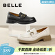 百麗（Belle）時(shí)尚百搭牛皮樂(lè )福鞋女商場(chǎng)款舒適軟底JK小皮鞋通勤單鞋A5V1DAA4 米白 37 (235mm)