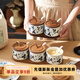 舍里復古中式陶瓷調味罐套裝收納罐子帶蓋防潮調料儲存罐高級感調味瓶 套三（調味罐*3+勺子*3+竹木托盤(pán)*1） 精美彩盒|帶托盤(pán)帶勺