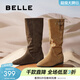 百麗（Belle）復古簡(jiǎn)約西部堆堆靴女冬季新款商場(chǎng)款內增高高筒靴E5Y1DDG5 灰色 36