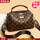 雪愛(ài)袋鼠輕奢女包2026新款時(shí)尚印花手提斜挎包休閑單肩包送媽媽女士包包 棕配棕【禮盒+寬肩帶+細肩帶】