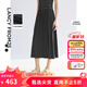 朗姿【王楚然同款】朗姿夏新款涼感黑色T恤上衣短袖打底衫/半裙 深灰色半身裙 L