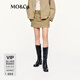 MO&Co.半身裙2025秋新品棉質(zhì)懷舊巴恩風(fēng)短裙中低腰附腰帶MBE3SKTT03 蜜駝色 M