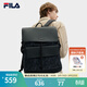 FILA【黑武士】 斐樂(lè )男復古背包老花雙肩包通勤書(shū)包大容量電腦包 正黑色-BK XS