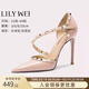 Lily Wei【南風(fēng)知意】2025夏季新款鉚釘裸色高跟鞋性感尖頭涼鞋女 裸粉色【跟高8cm】 36