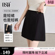 歐莎（OSA）休閑短褲女夏季高腰a字褲裙小個(gè)子通勤百搭顯瘦女褲 黑色 M