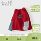 戴維貝拉（DAVE＆BELLA）兒童長(cháng)袖t恤2026春裝新款純棉男童假兩件上衣童裝男寶寶套頭衫 紅色【現貨】 110 cm（建議身高100-110cm）