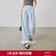 初語(yǔ)輕薄肌理感弧形香蕉褲女2025夏季新款松緊腰顯瘦休閑褲 天藍色 L