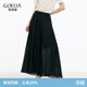 歌莉婭黑色裙褲松弛感闊腿褲度假穿搭半身裙天絲褲裙1E5R1D110 00B黑色 XS