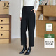 玖姿（JUZUI）商場(chǎng)同款女裝職場(chǎng)通勤簡(jiǎn)約休閑哈倫褲女冬季 素黑 S