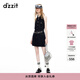 DZZIT【明星同款】地素連衣裙夏季掛脖設計牛仔裙子女 深藍色 S
