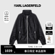 Karl Lagerfeld卡爾拉格斐男裝老佛爺春秋季簡(jiǎn)約撞色休閑夾克男士復古絲絨外套潮 黑色 XL （52）