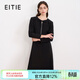 愛(ài)特愛(ài)（EITIE）氣質(zhì)優(yōu)雅蝴蝶結撞色顯瘦連衣裙秋冬新款長(cháng)袖A字裙D2507919 極簡(jiǎn)黑20 M (160)