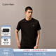 Calvin KleinJeans夏男女情侶休閑簡(jiǎn)約ck字母純色內搭純棉針織短袖T恤上衣 UB1-太空黑 L