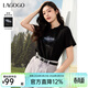 LAGOGO珠光質(zhì)感星空印花T恤女拉谷谷2025年夏季新款顯瘦純棉黑色t 黑色 M