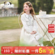 饞嘴狗（CHANZUIGOU）童裝女童重工蕾絲網(wǎng)紗連衣裙2026春季新款洋氣溫柔公主裙子 米色 130 cm