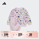 adidas女?huà)胪蓍e寬松印花長(cháng)袖套裝秋季阿迪達斯官方輕運動(dòng)   清澈粉/祈福粉   98