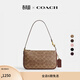 蔻馳（COACH）新款女士經(jīng)典標志PLAZA手袋單肩包老花拉鏈女包 B4/棕黃色 棕色