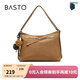 百思圖秋冬商場(chǎng)新款miu系托特包hobo生日禮物女包斜挎包TY055DX5 棕色 F
