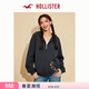 HOLLISTER美式舒適抓絨布連帽開(kāi)衫衛衣外套25冬季女裝352-5262 水洗黑色 S (165/84A)