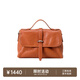 裘真植鞣牛皮007郵差包女真皮大容量通勤單肩斜挎包復古包 焦糖色