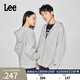 Lee舒適版字母刺繡Logo男女同款寬松連帽空氣棉長(cháng)袖衛衣休閑潮流 灰色（尺碼偏大，拍小一碼） M